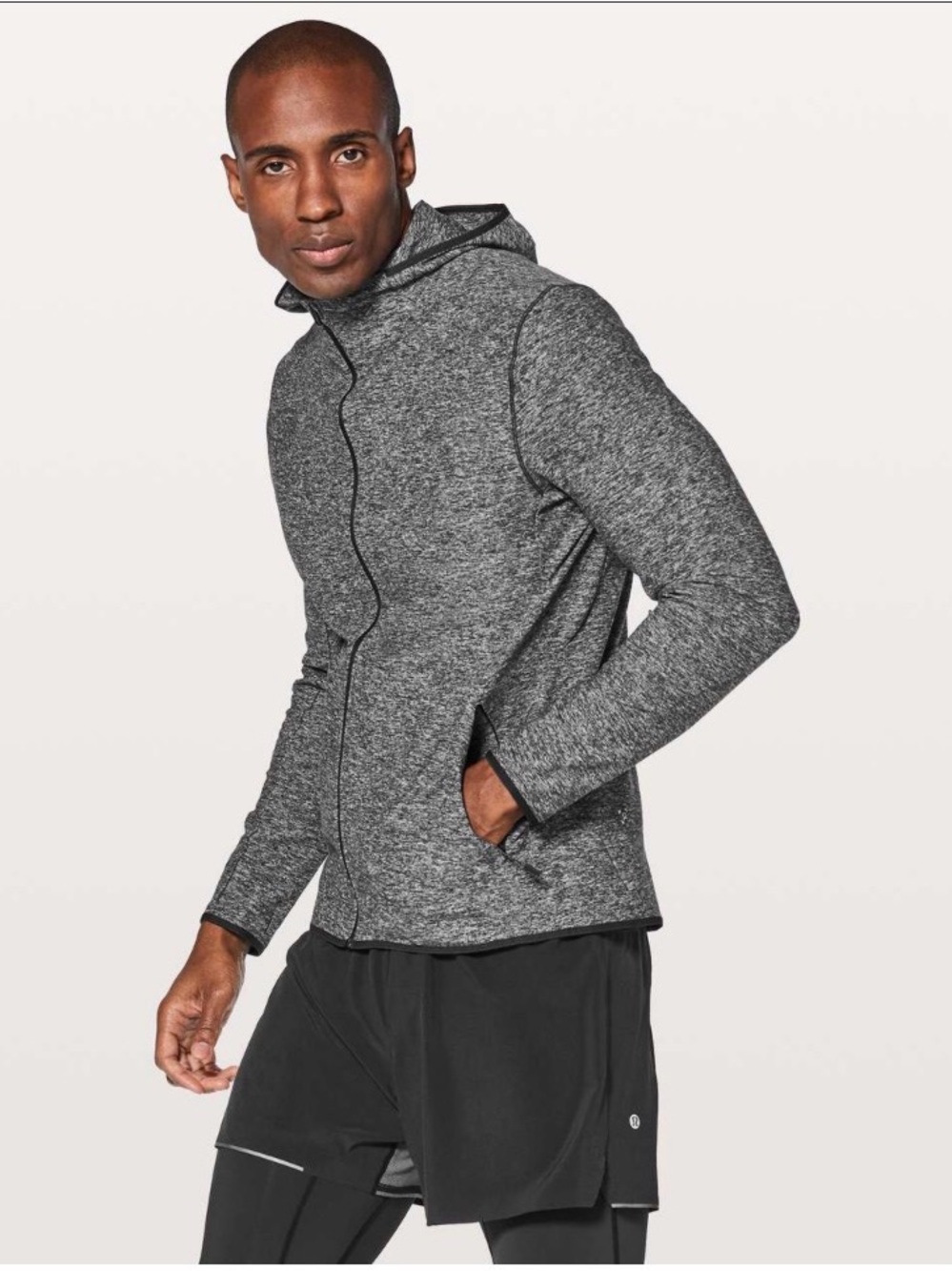 Lululemon Mens Full Zip Hooded Jacket XXL Gray Heather Athletic Running Hoodie